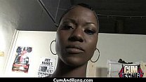 Black slut used for blowjobs by a group of white men 20